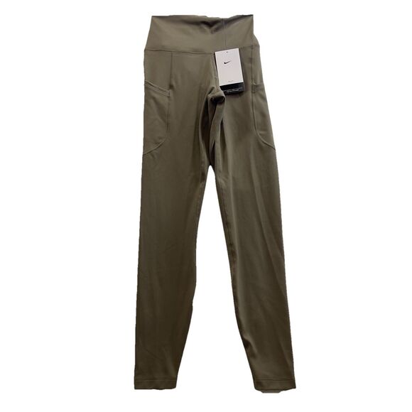 Nike One Leggings Women XS Brown Mink Pocket Preppy Yoga Dri-FIT Training Pants - Picture 1 of 12